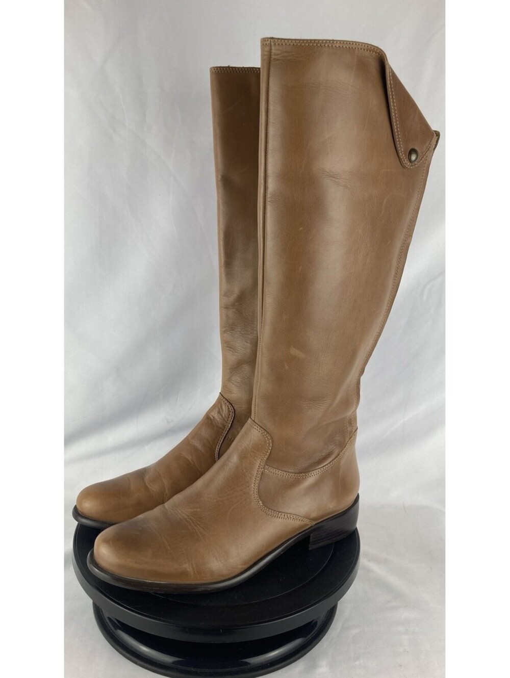 Women’s 7 Corso Como Brown Leather Knee High Riding Boots Zip Equestrian Snap